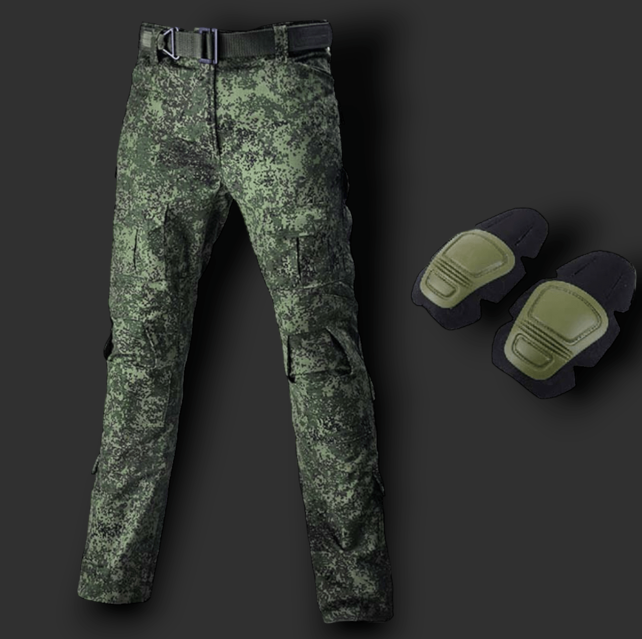 CP Tactical Camo Military Uniform collection by BlasterMaster, perfect for elite missions and worn by military professionals, displayed on a dark background.