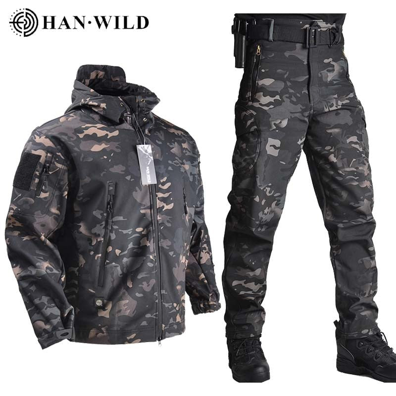 HAN WILD Army Jackets + Pants Soft Shell Clothes Ta Waterproof Jacket - BlasterMasters