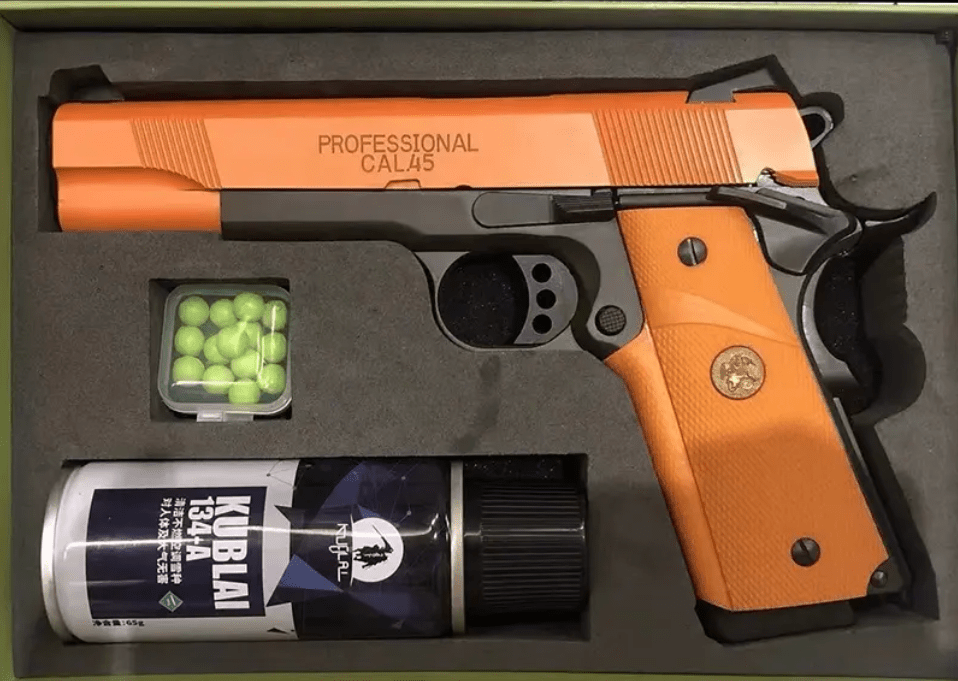 M1911MEU G18 Full Metal Gas-Powered Gel Blaster (Orange): - BlasterMasters