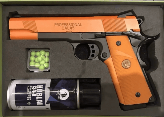 M1911MEU G18 Full Metal Gas-Powered Gel Blaster (Orange): - BlasterMasters